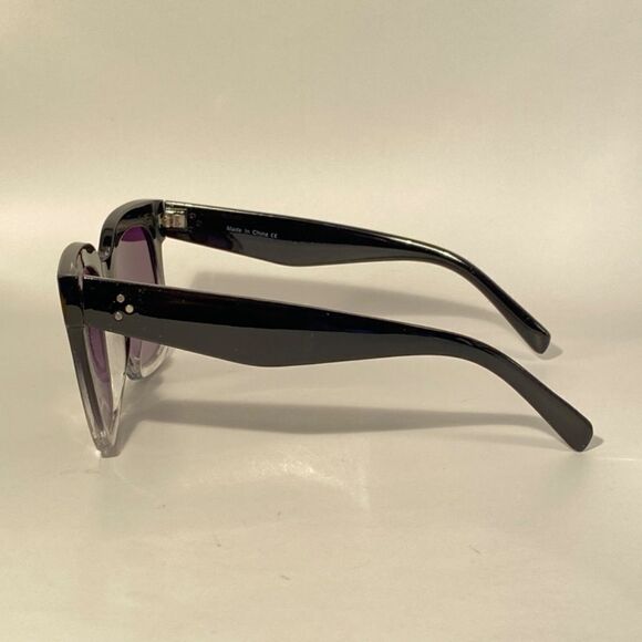 1023 Oversize Square Sunglasses Black Grdient To Clear Two Toned New - Picture 3 of 8